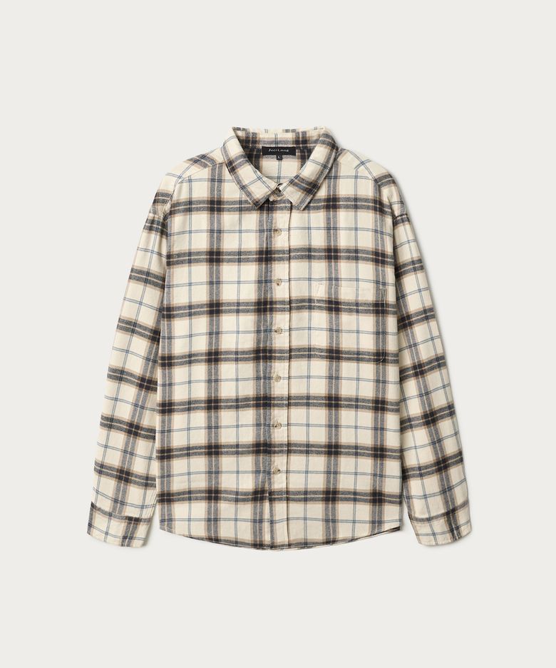 JN140 SOFT BRUSHED CHECK SHIRT - CREAM