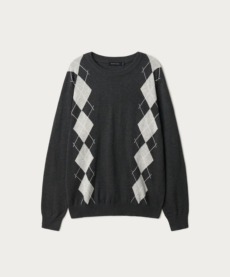 JN155 CLASSIC ARGYLE KNIT - CHARCOAL