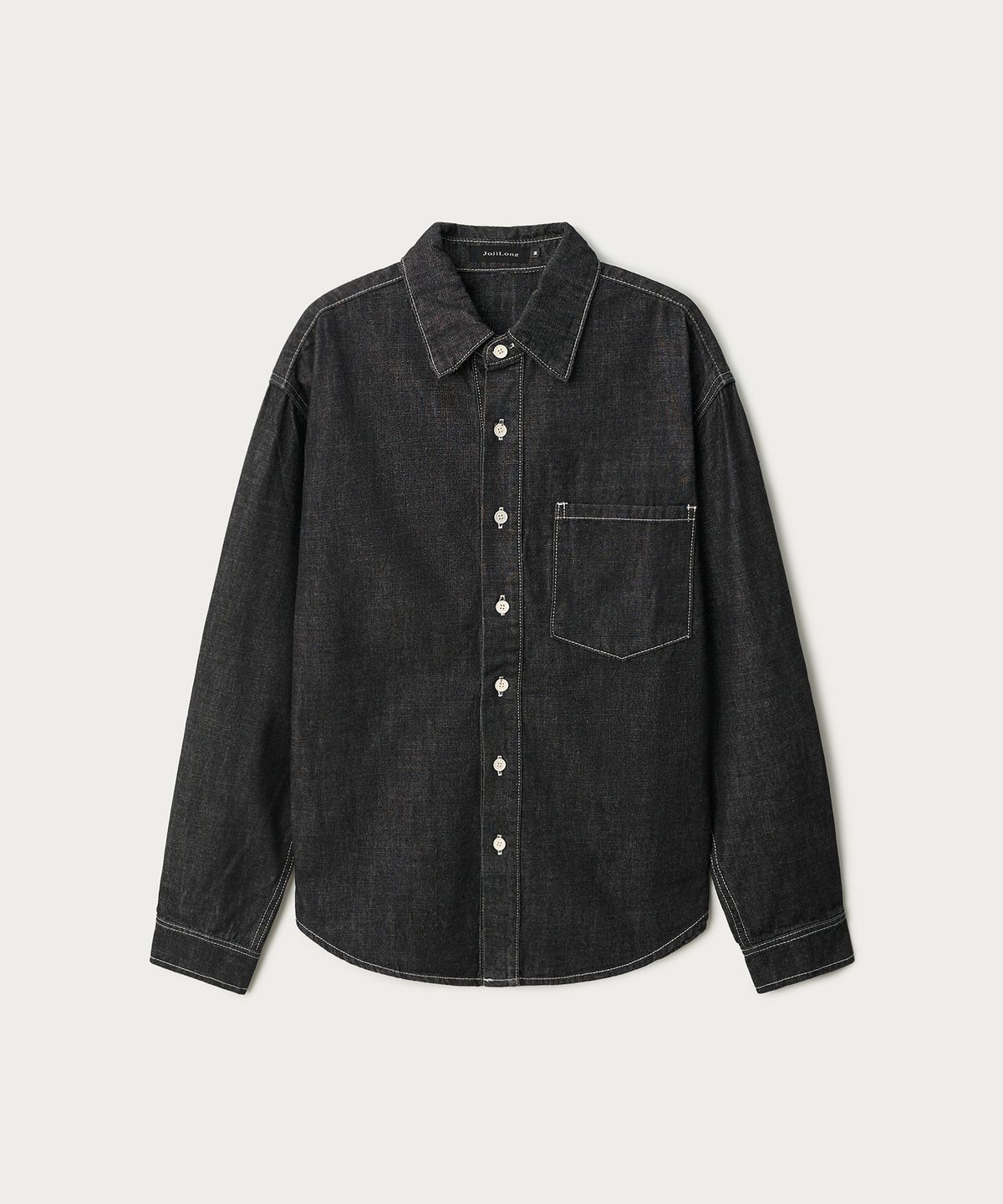 조질롱(JOJILONG) JN351 ROOMY WASHED DENIM SHIRT - INDIGO BLACK