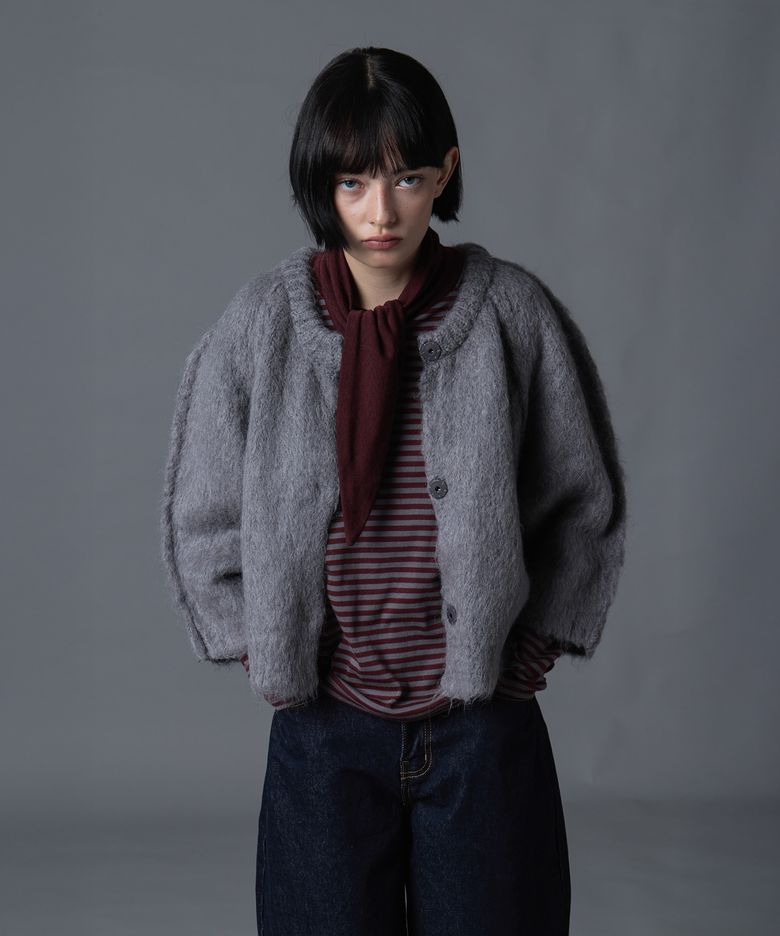 Stripe Scarf Set T-shirt (Burgundy)