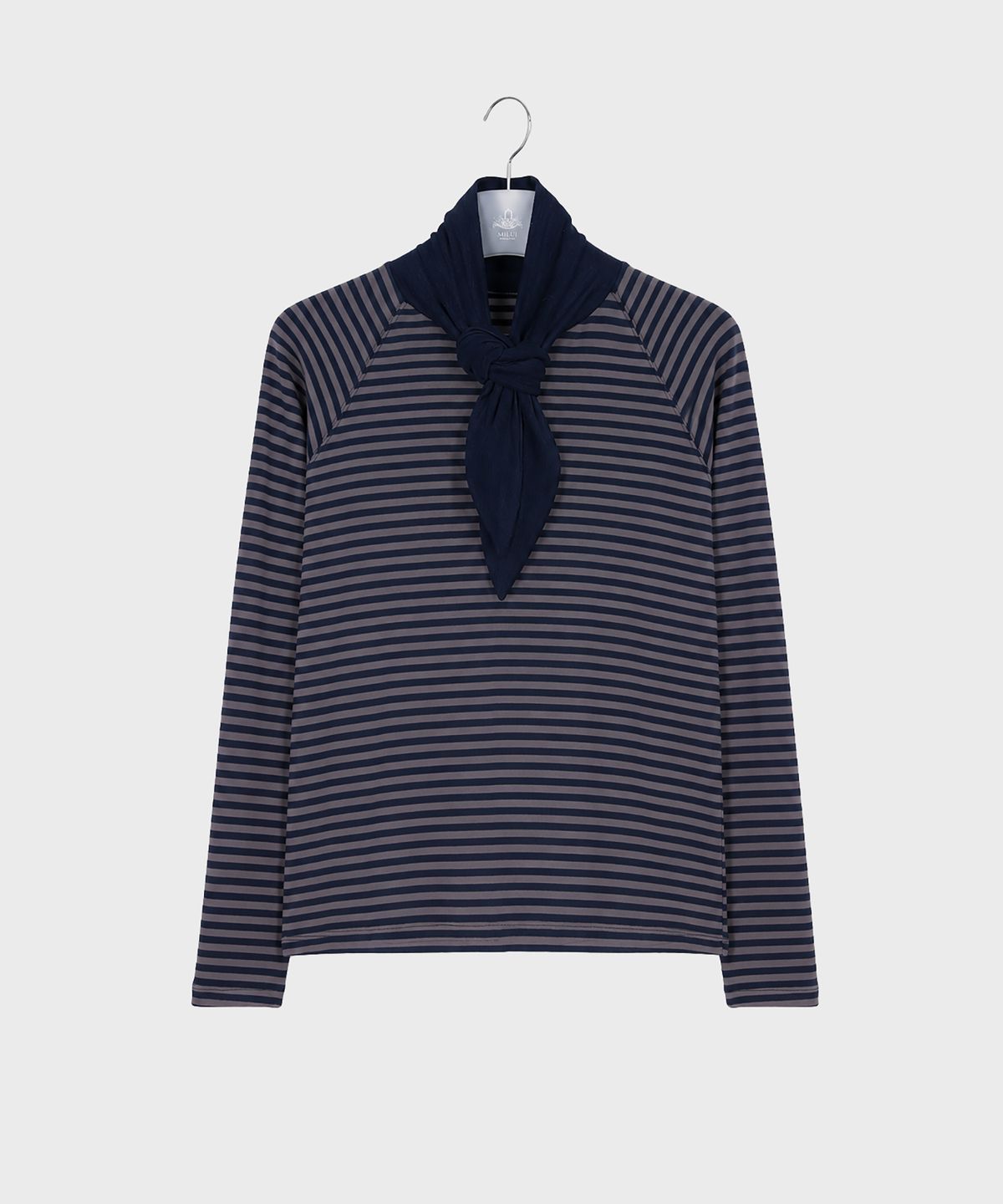 더밀루이(THEMILUI) Stripe Scarf Set T-shirt (Navy)