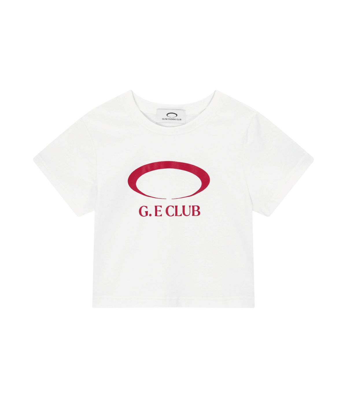 글로우이브닝클럽(GLOW EVENING CLUB) G.E CLUB CROPPED T-SHIRT [WHITE / RED]