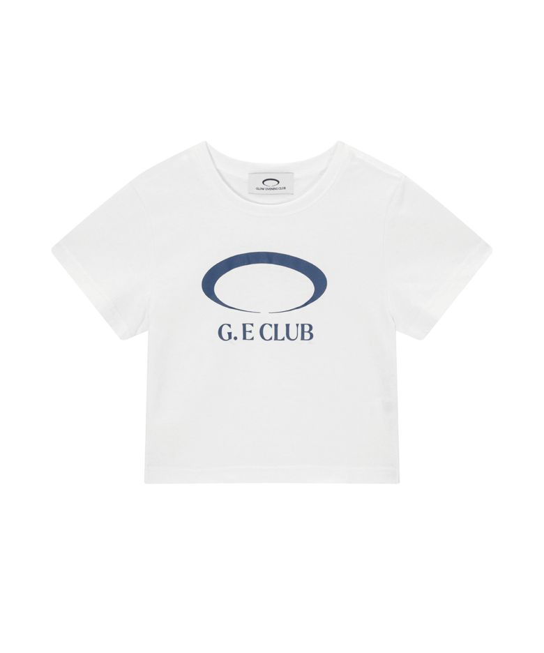 G.E CLUB CROPPED T-SHIRT [WHITE / NAVY]