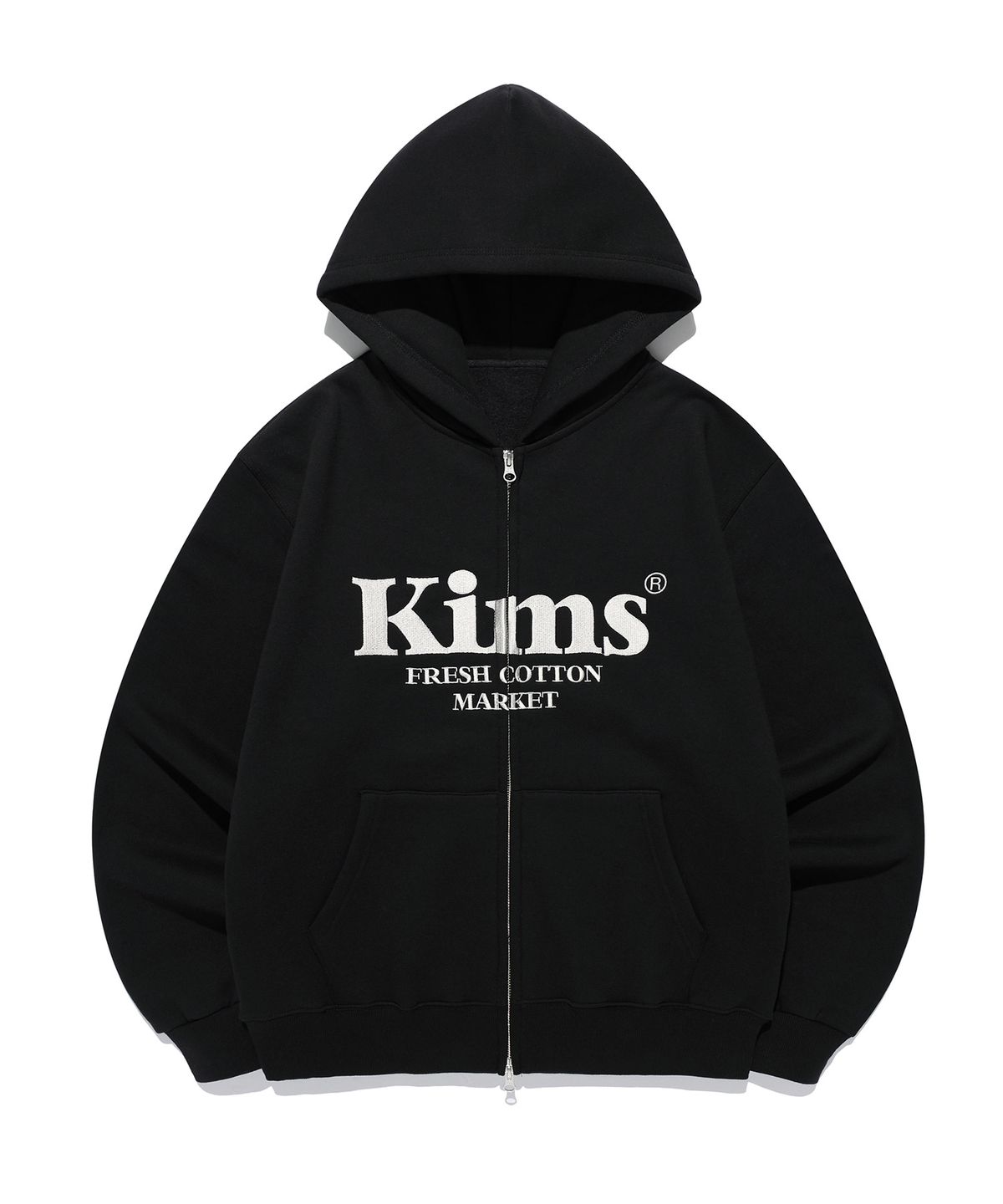 킴스 프레시 코튼 마켓(KIMS FRESH COTTON MARKET) (Unisex) Kims Bam Logo Zip Hoodie Black