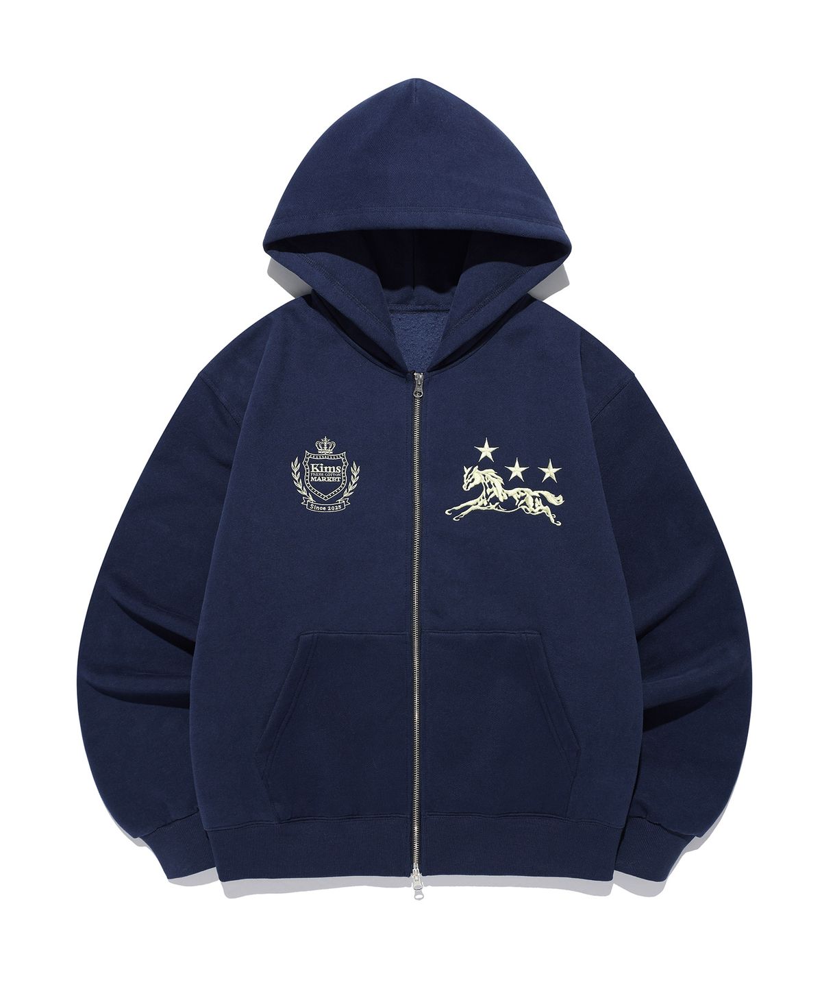 킴스 프레시 코튼 마켓(KIMS FRESH COTTON MARKET) (Unisex) Since Crown Horse Zip Hoodie Navy