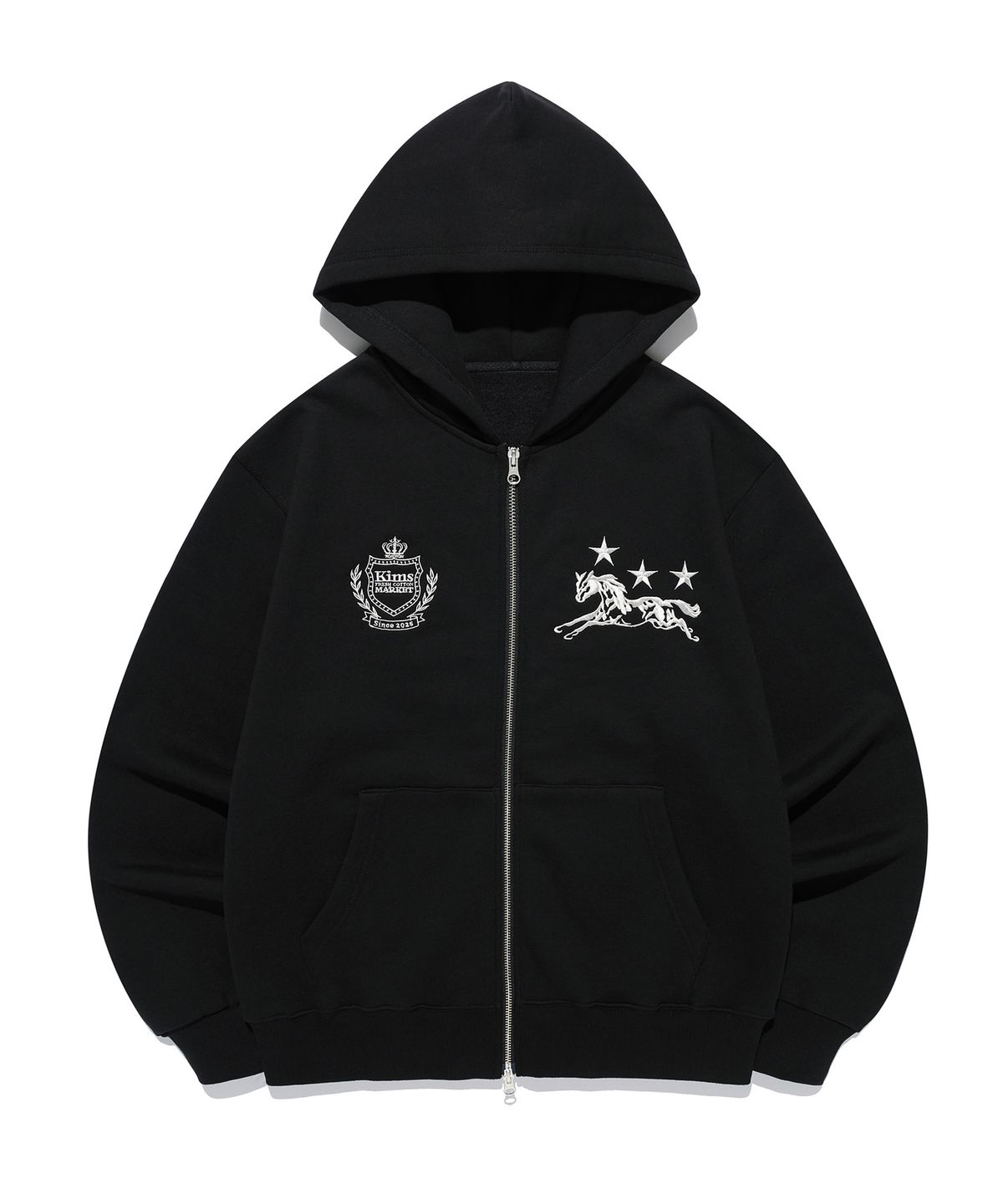 킴스 프레시 코튼 마켓(KIMS FRESH COTTON MARKET) (Unisex) Since Crown Horse Zip Hoodie Black