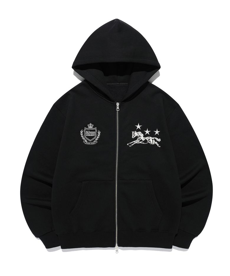 (Unisex) Since Crown Horse Zip Hoodie Black