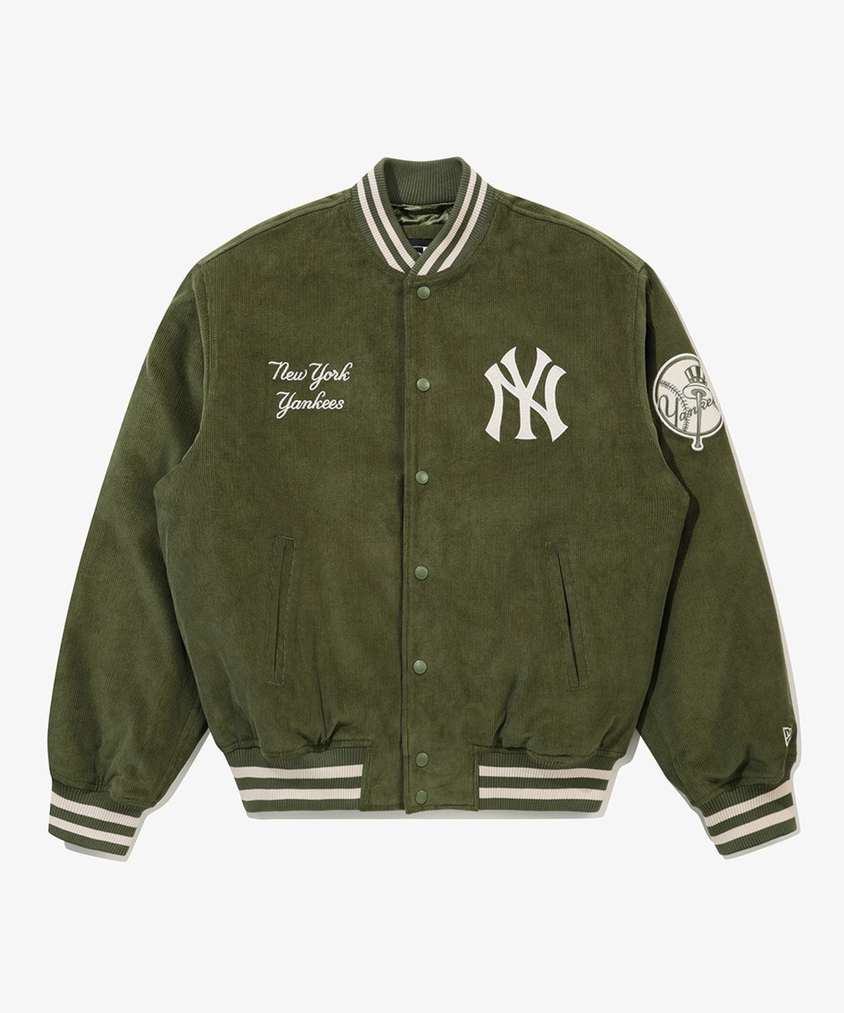 뉴에라(NEW ERA) MLB 뉴욕 양키스 코듀로이 스타디움 재킷 올리브 그린 15390455