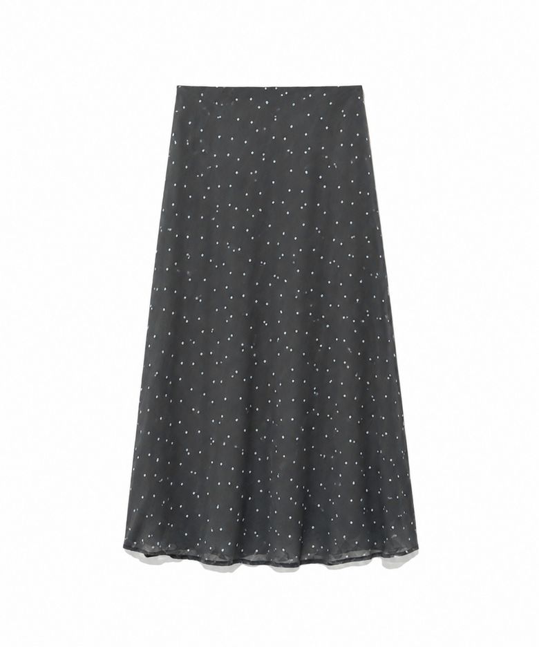 Dot Chiffon Flare Midi Skirt