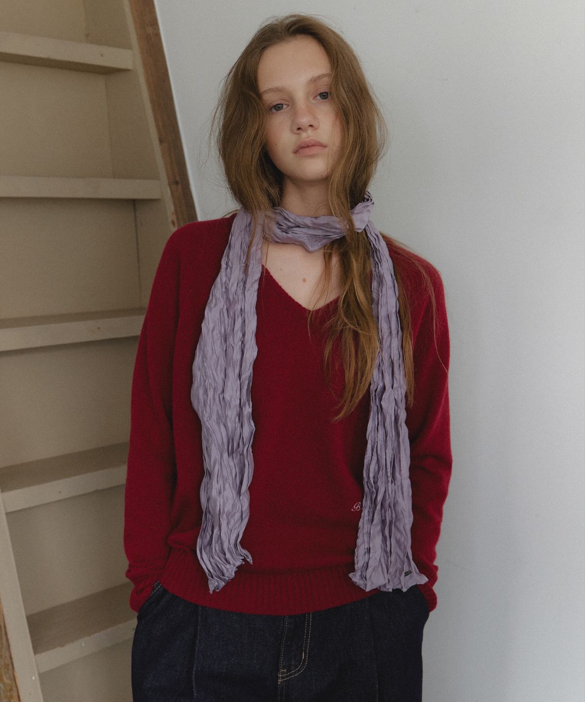 비코멜리(BCOMELY) Charis Crinkle Scarf_Dusty Purple