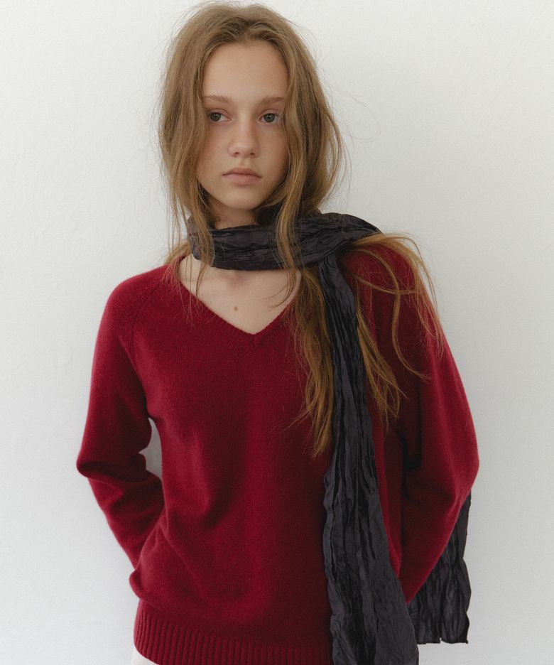 Abigail V-Neck Knit_Red Wine