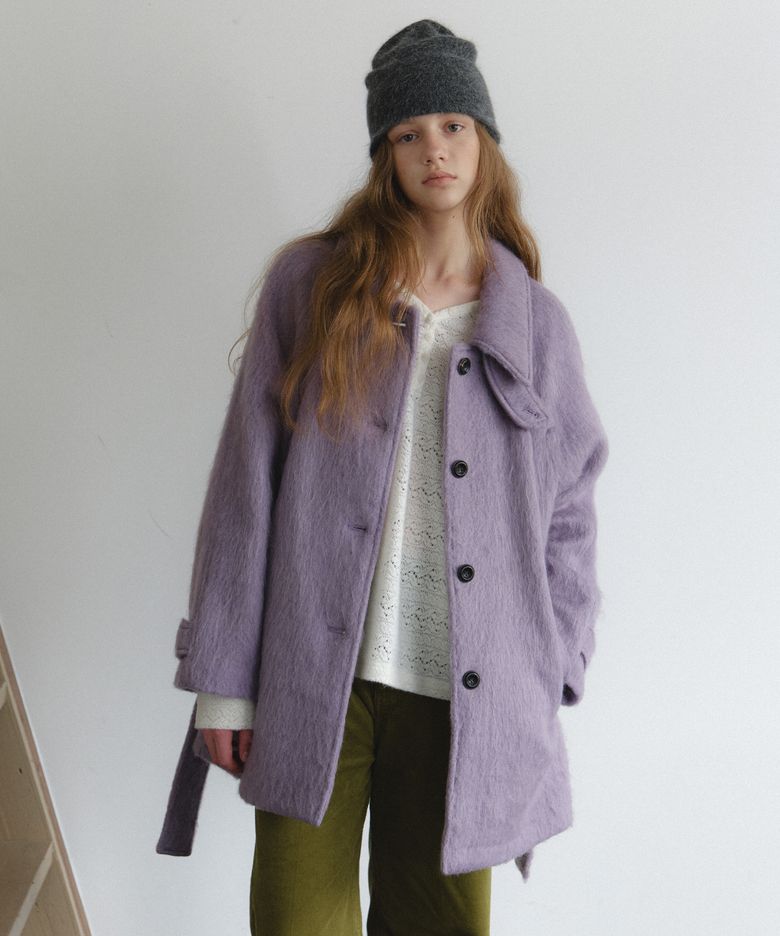 NOA Wool Half Coat_Purple