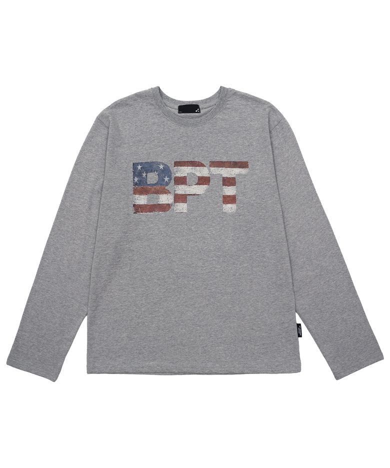 USA 롱 슬리브 티셔츠 메란지 그레이
