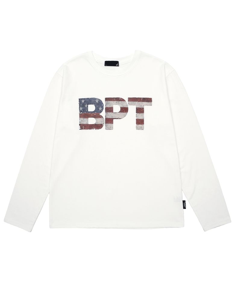 USA 롱 슬리브 티셔츠 화이트