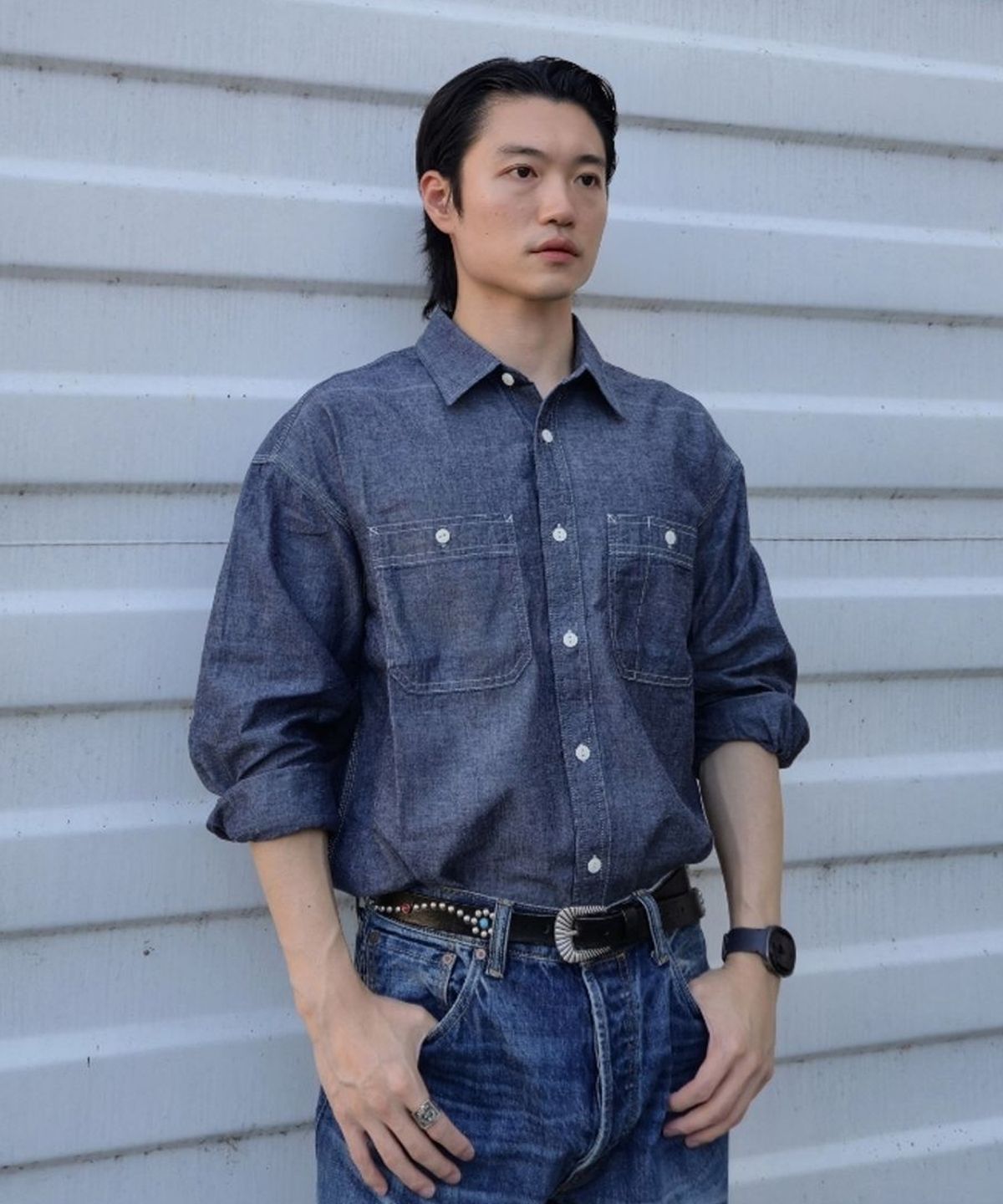 후아유(WHO.A.U) Chambray Loose Fit Shirt / WHYJG4992U