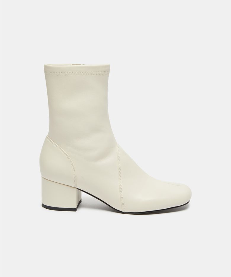 Square toe stretch sock ankle boots(ivory)_DG3CW26505IVY