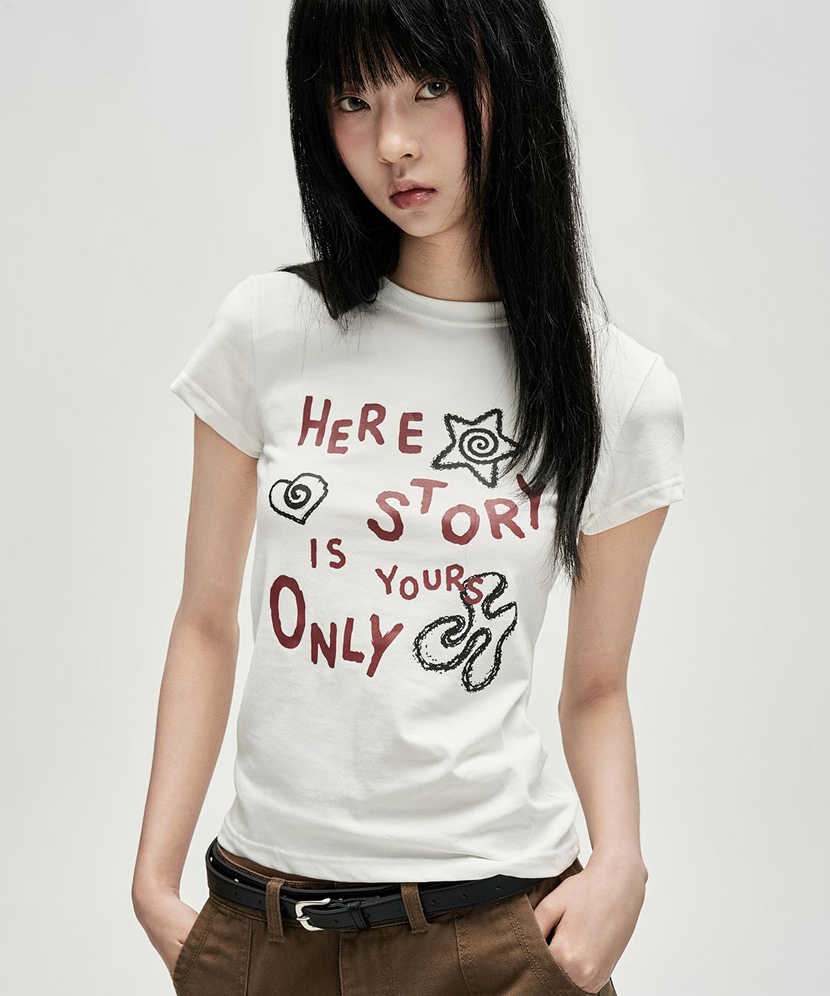 히쇼(HISYO) Slogan Scribble T-Shirts - White