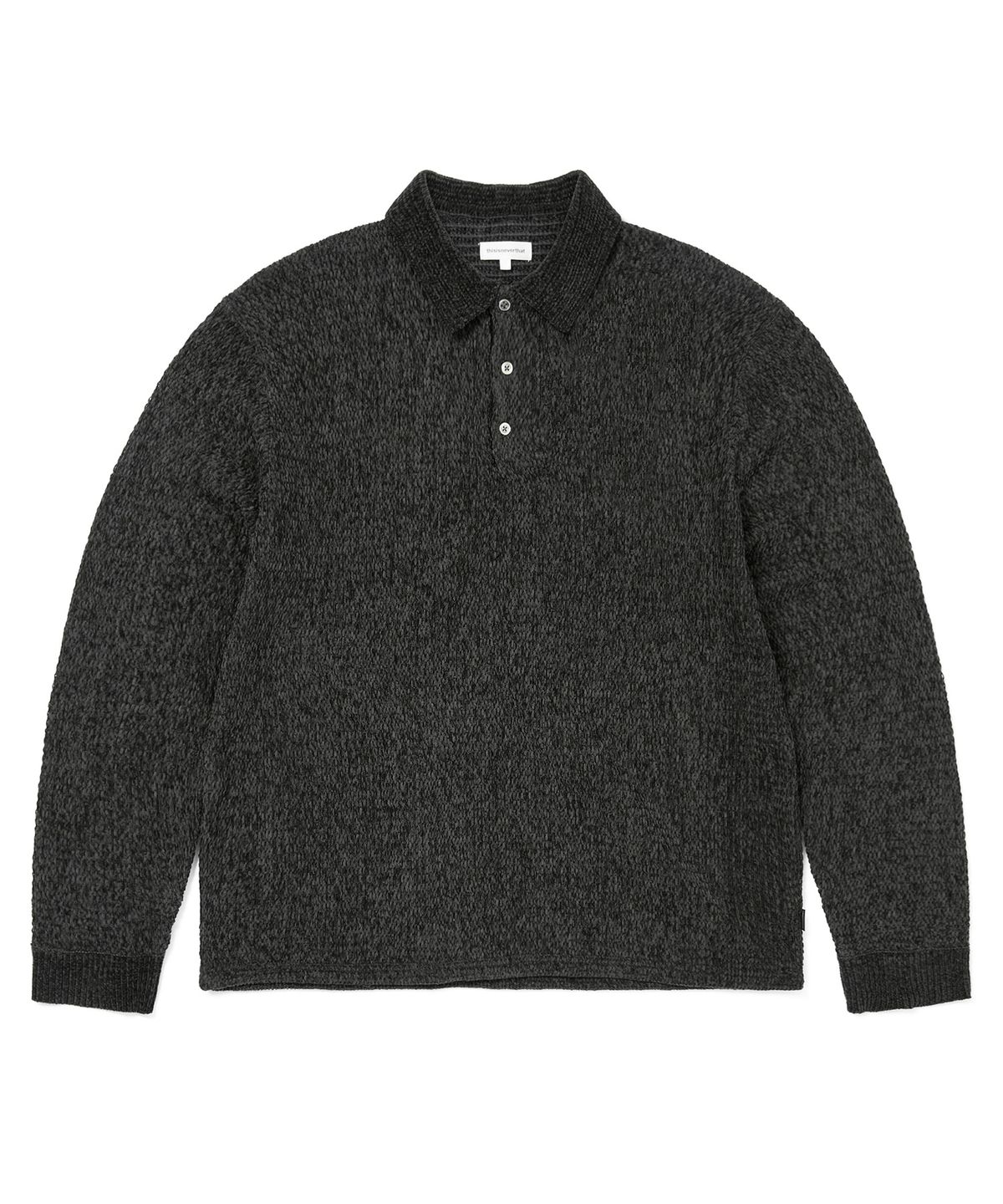 디스이즈네버댓(THISISNEVERTHAT) Velvet Knit Polo Off Black