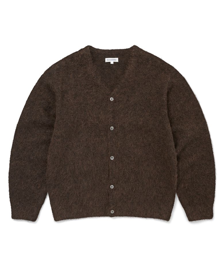 Hairy Knit Cardigan Dark Brown