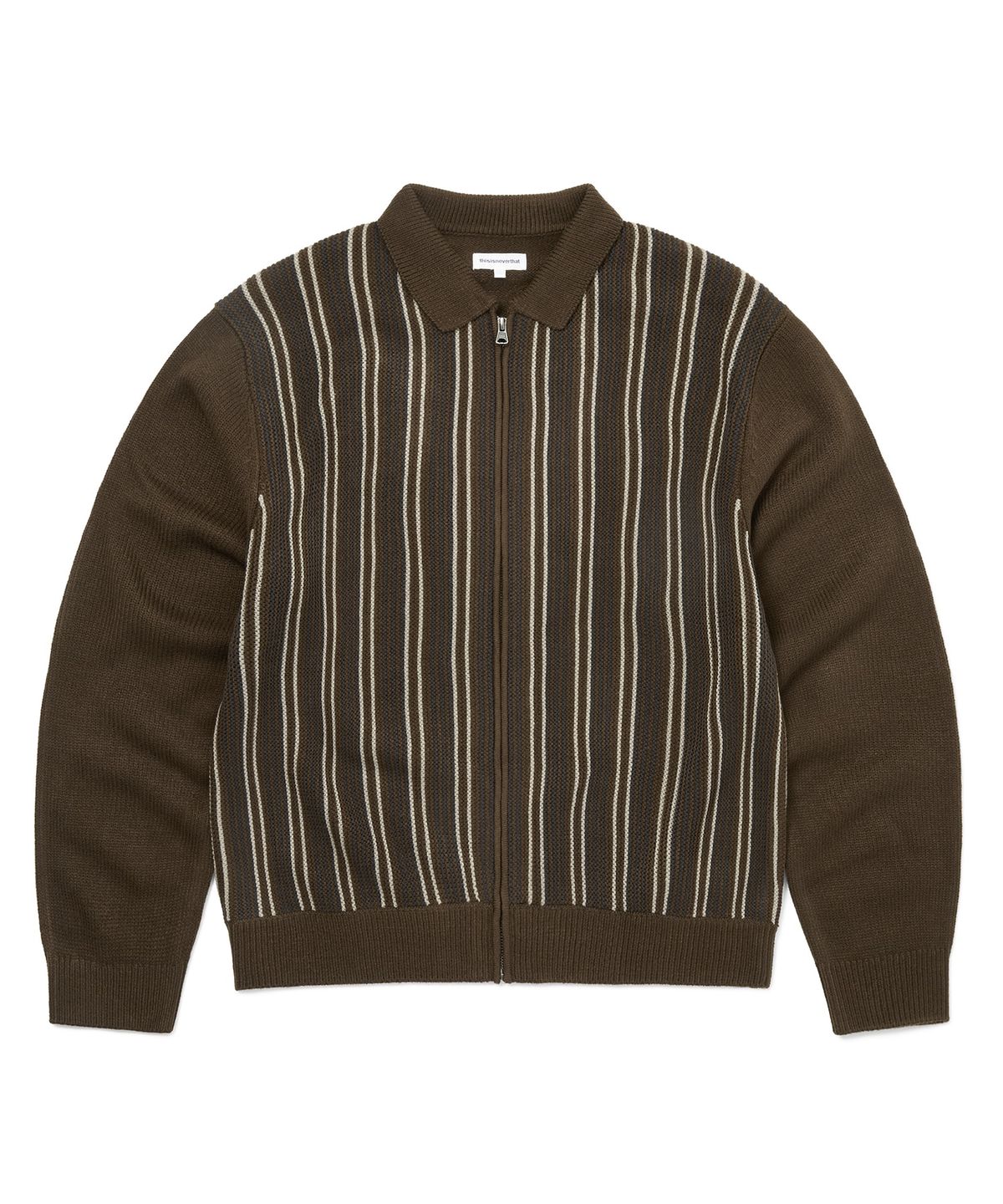 디스이즈네버댓(THISISNEVERTHAT) Striped Knit Zip Cardigan Brown