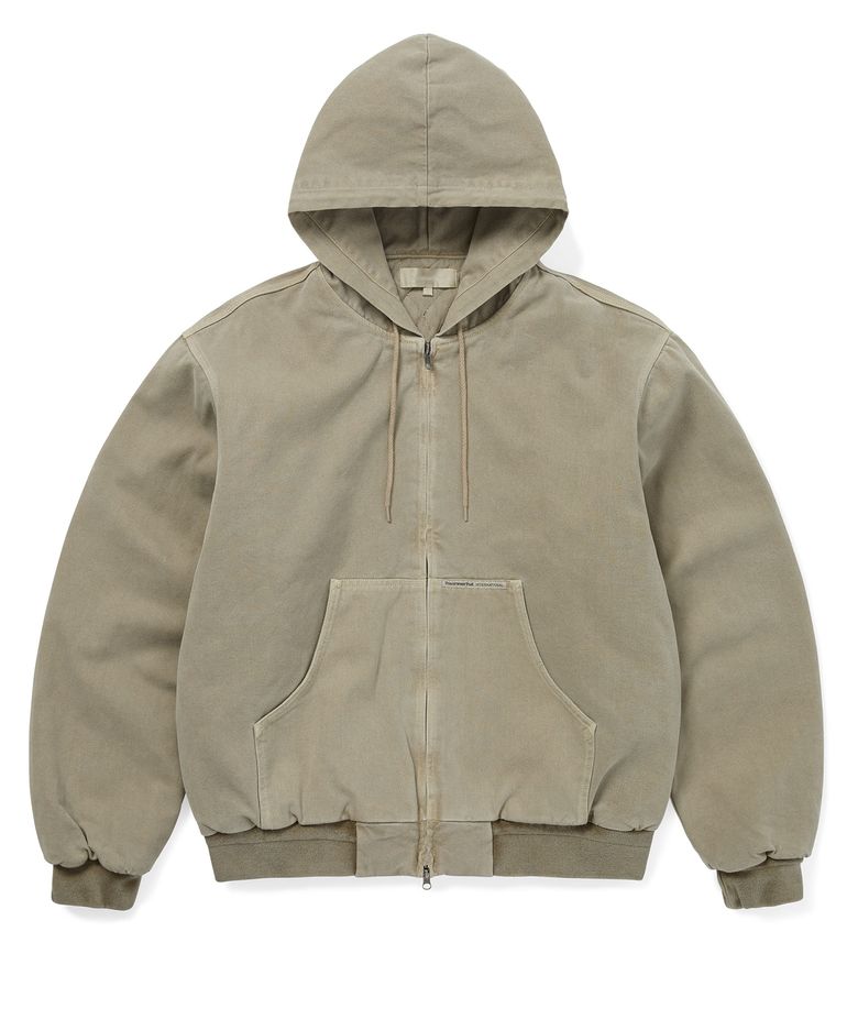 Overdyed Hooded Jacket Beige