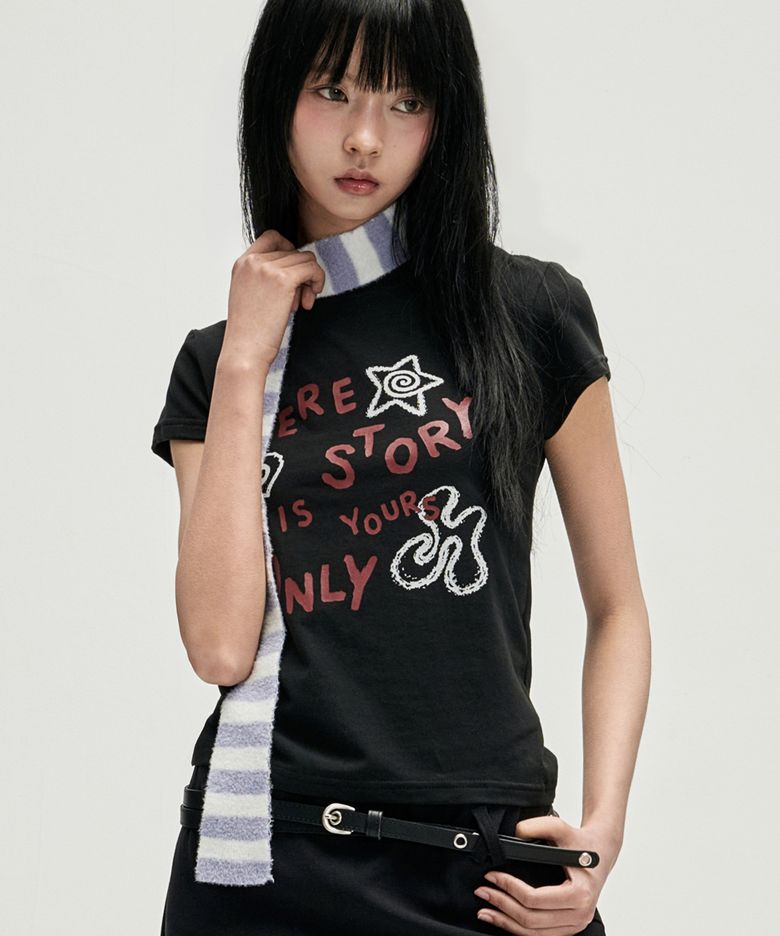 Slogan Scribble T-Shirts - Black