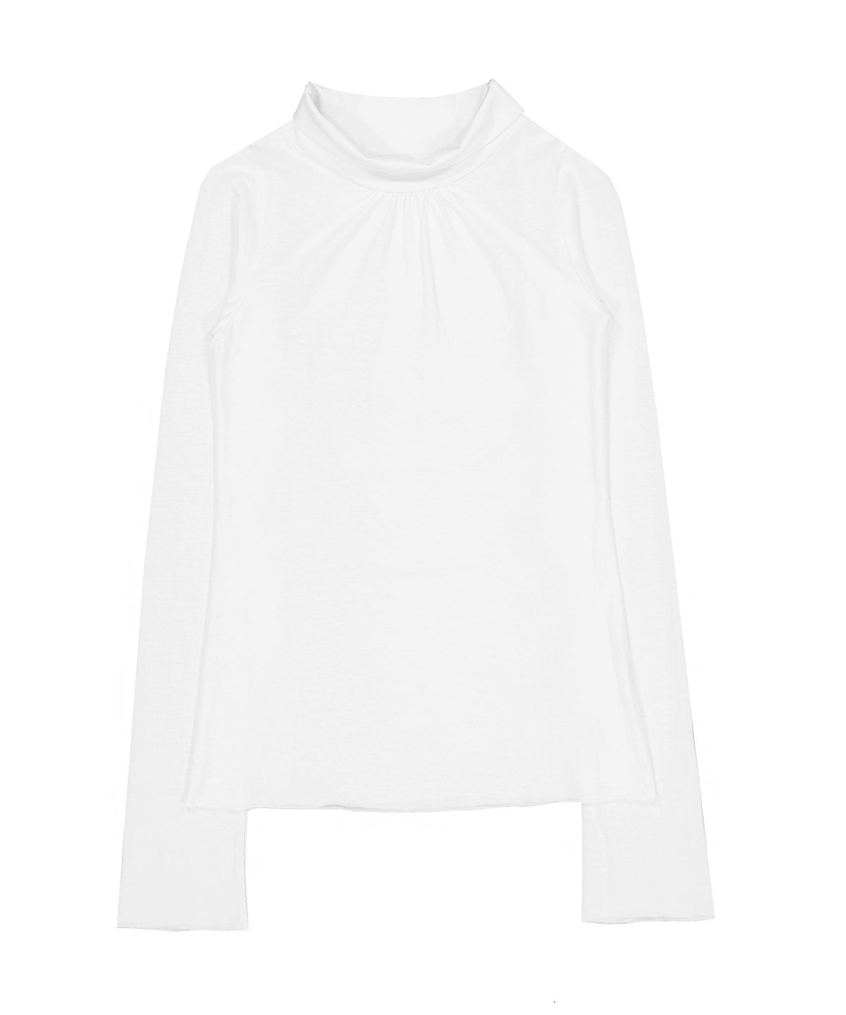 버터니(BUTTONY) HALF-NECK SHIRRED LONG SLEEVE T-SHIRT (WHITE)