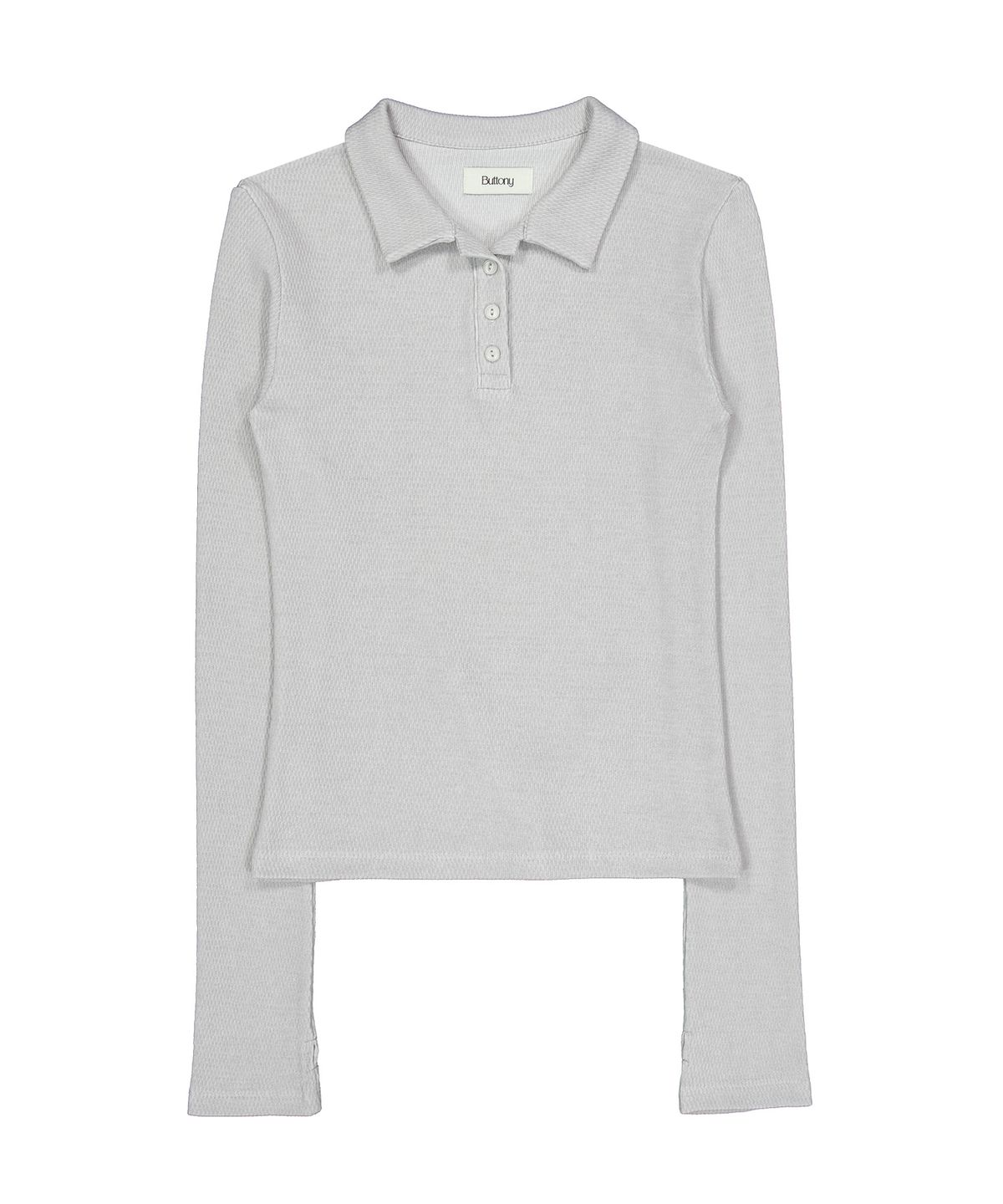 버터니(BUTTONY) WAFFLE PK LONG SLEEVE T-SHIRT (LIGHT GRAY)