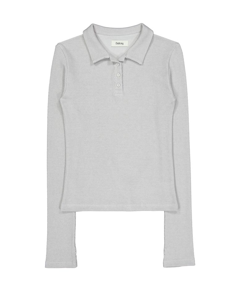 WAFFLE PK LONG SLEEVE T-SHIRT (LIGHT GRAY)