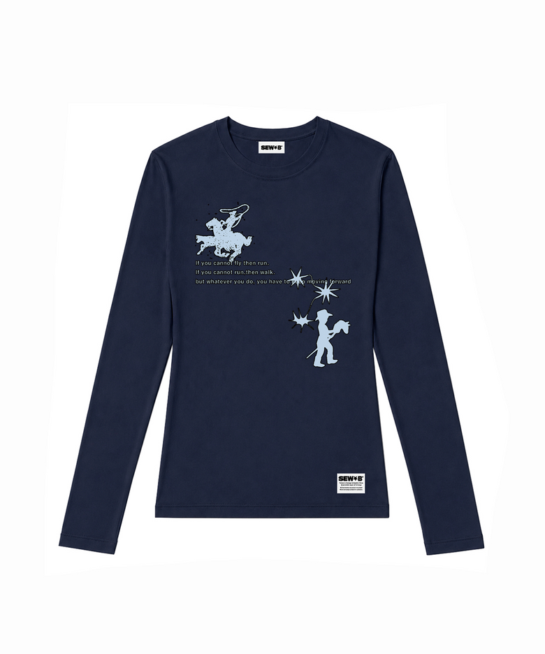 세미크롭 sky horse 긴팔티 [네이비]