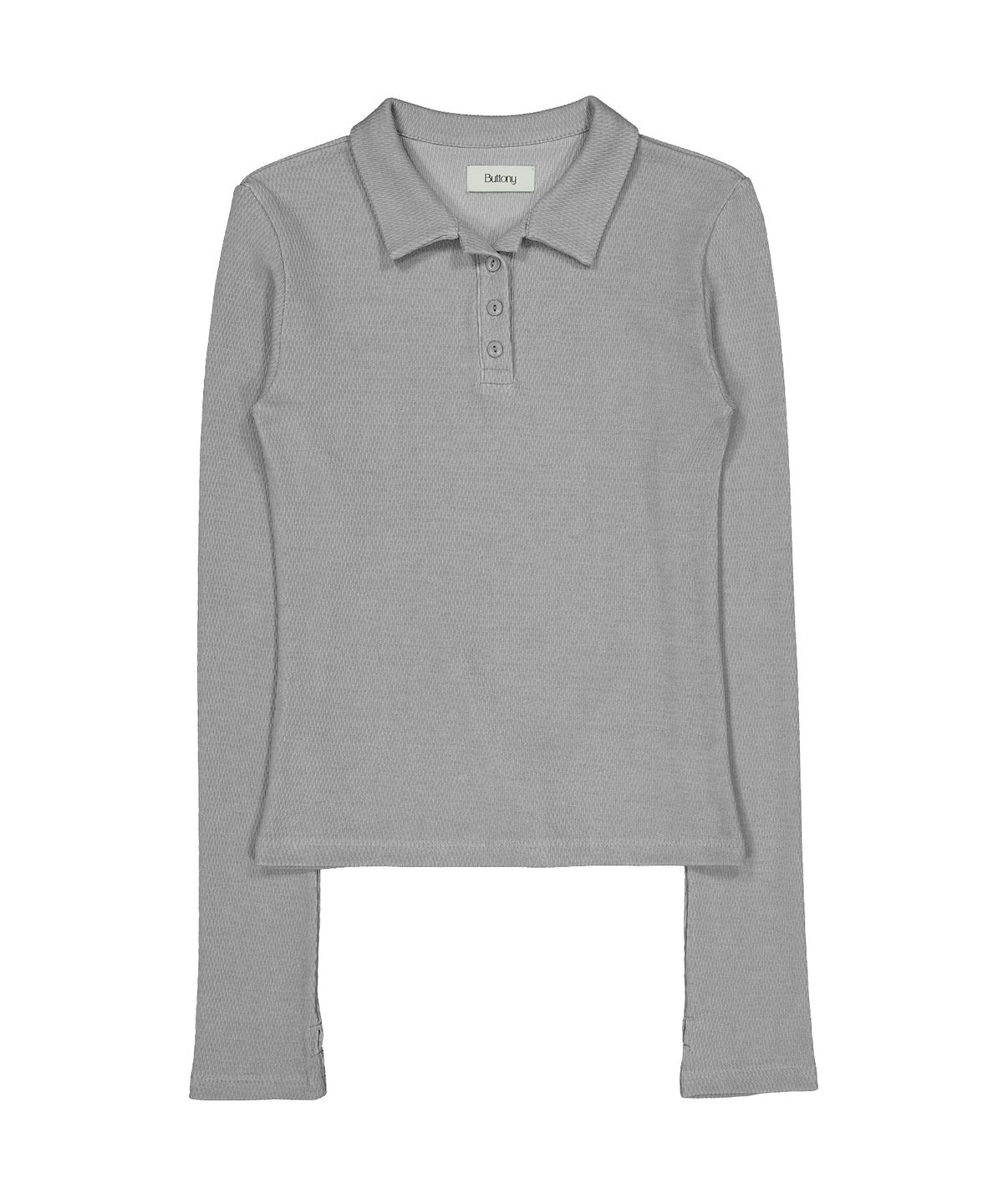 버터니(BUTTONY) WAFFLE PK LONG SLEEVE T-SHIRT (GRAY)
