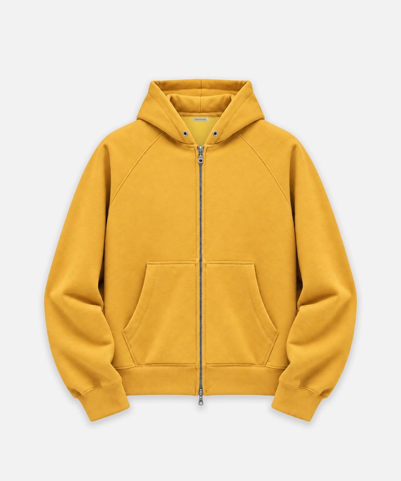 [남녀공용] 레글런 기모 투웨이 지퍼 후드집업 (Mustard)