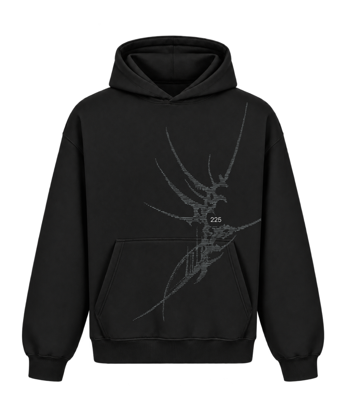 225(225) 225 Halftone line Hoodie (black)