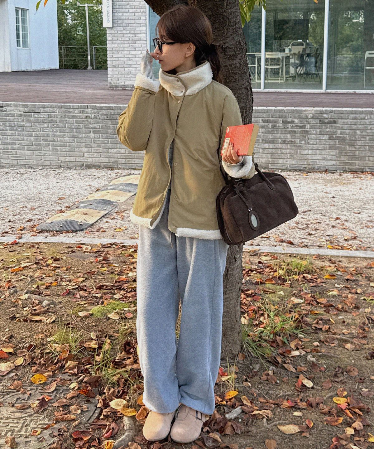 드로우핏 우먼(DRAWFIT WOMEN) [드로우핏우먼 X 알로하] 플리스 와이드 밴딩 팬츠 [M.GREY]