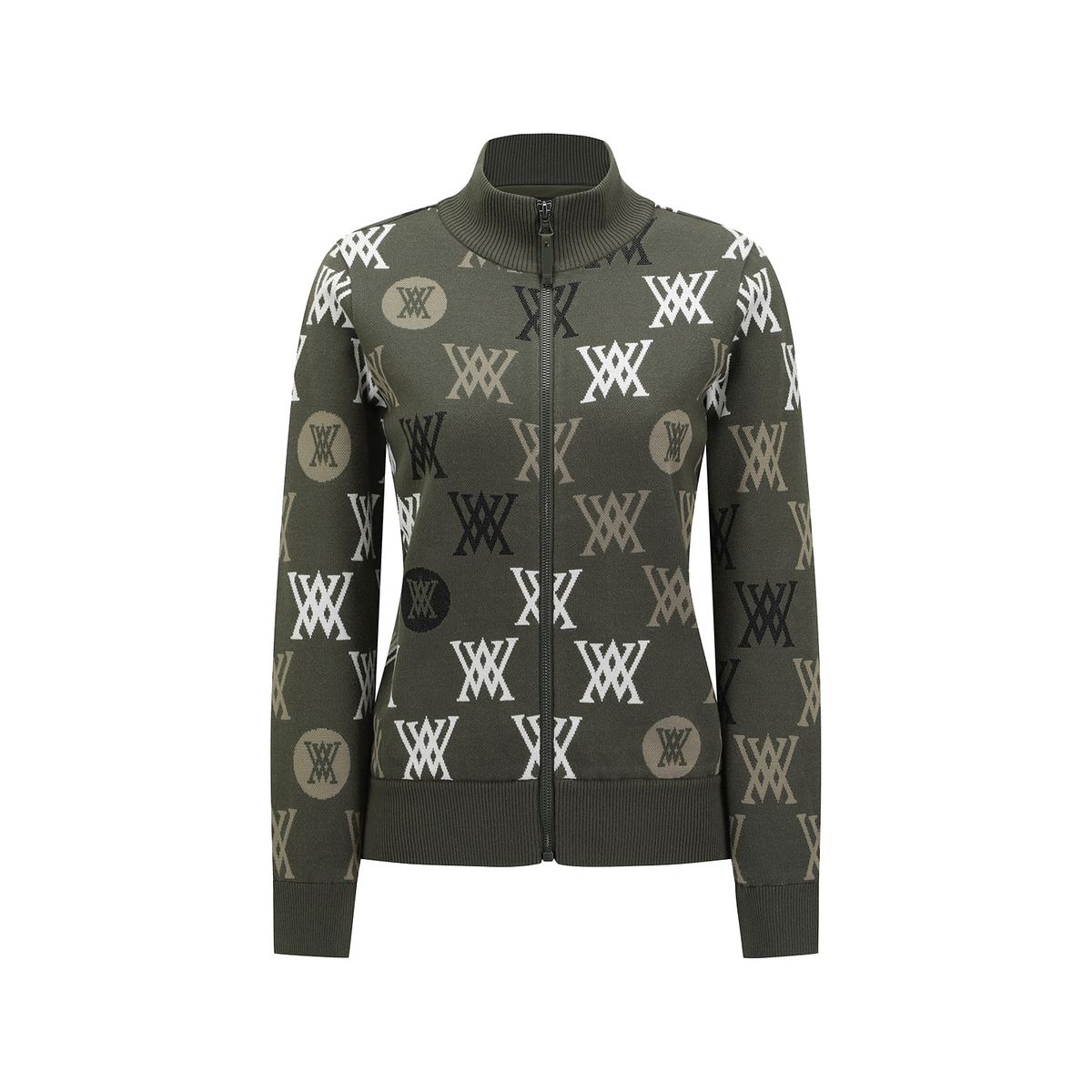 어뉴골프(ANEW GOLF) WOMEN COLOR LOGO PATTERN SWEATER CARDIGAN_DK