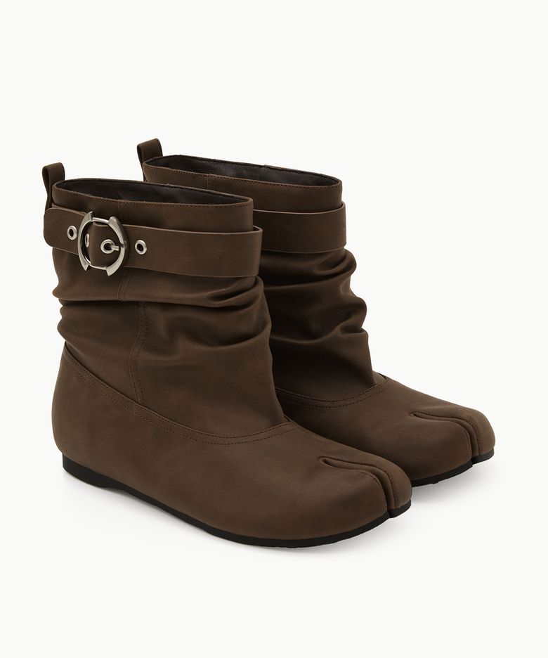 Vintage Shirring Ankle Boots / Brown