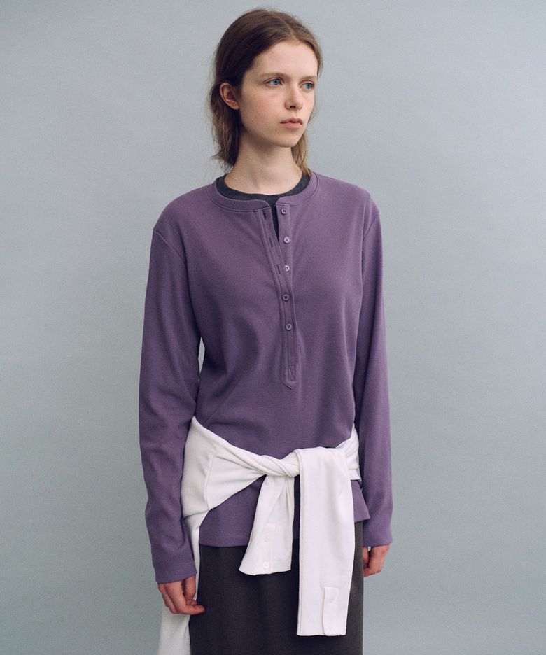alter deep henley t-shirt (mauve purple)