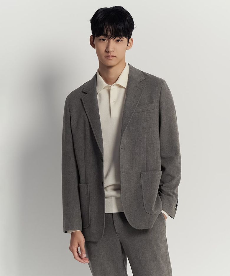 홈스펀 셋업 재킷  브라운