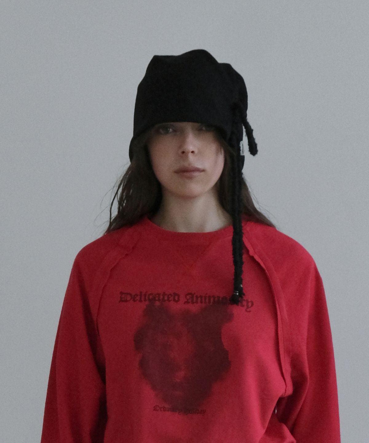 오디너리 홀리데이(ORDINARY HOLIDAY) LACE-UP BEANIE [BLACK]