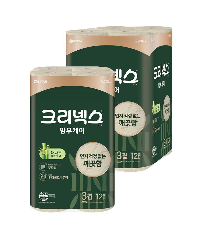 3겹 밤부케어 롤화장지 25M-12롤x2팩