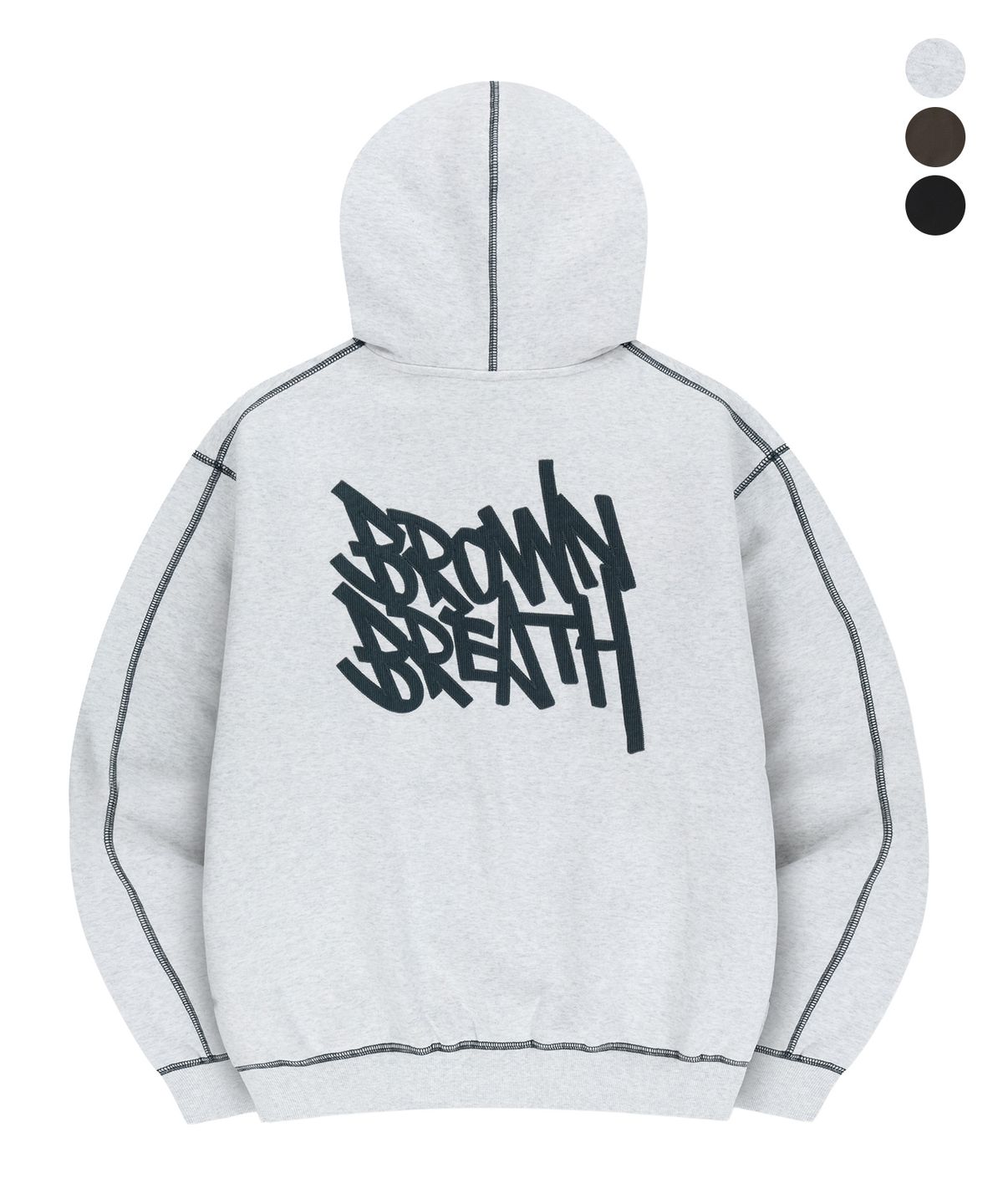 브라운브레스(BROWNBREATH) TAG APPLIQUE HOODIE  (3colors)