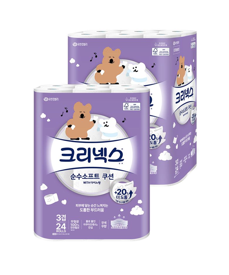 순수소프트 롤화장지 다이노탱 25M-24롤X2팩