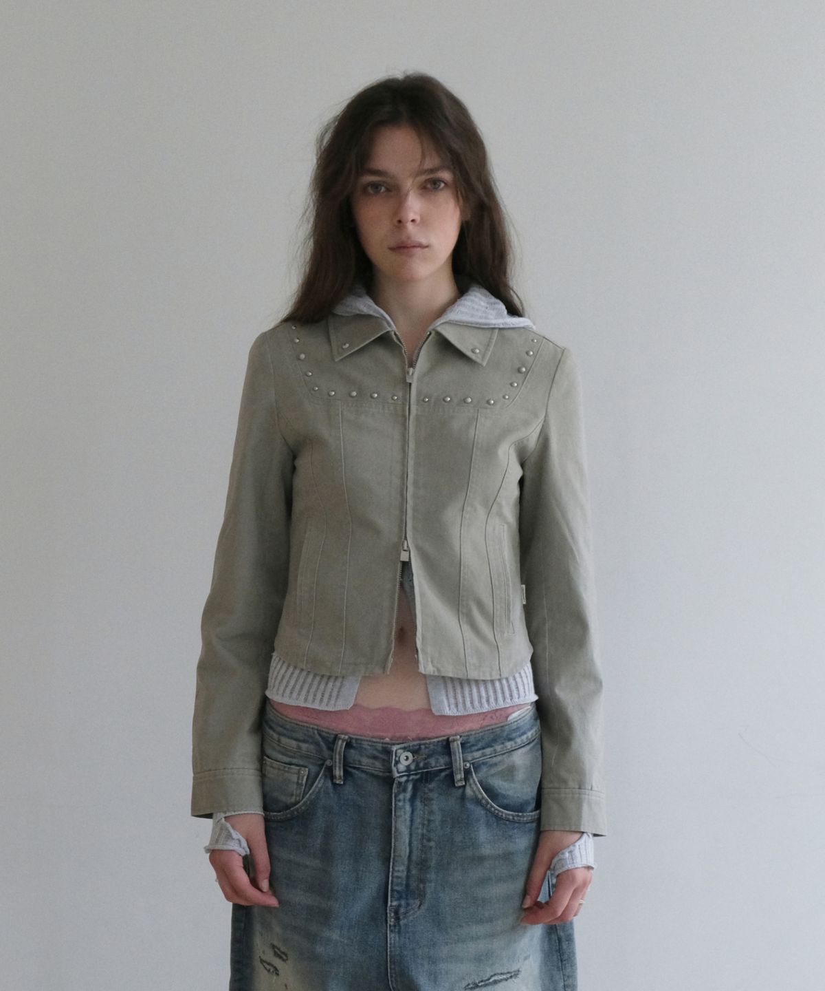 오디너리 홀리데이(ORDINARY HOLIDAY) WASHED COTTON JACKET [GRAY]