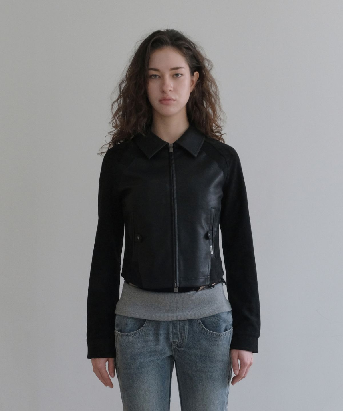 오디너리 홀리데이(ORDINARY HOLIDAY) SUEDE MIXED LEATHER JACKET [BLACK]