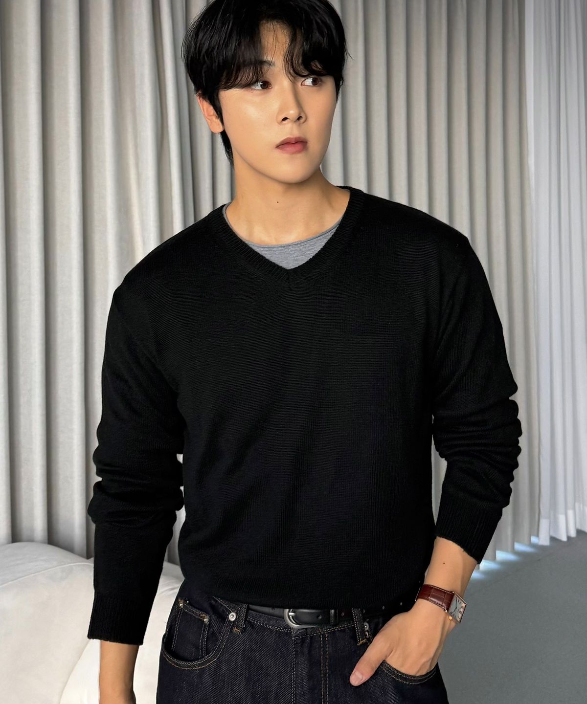니티드(KNITTED) (UNISEX) 이지 캐시미어 브이넥 니트 ( 3 Color )