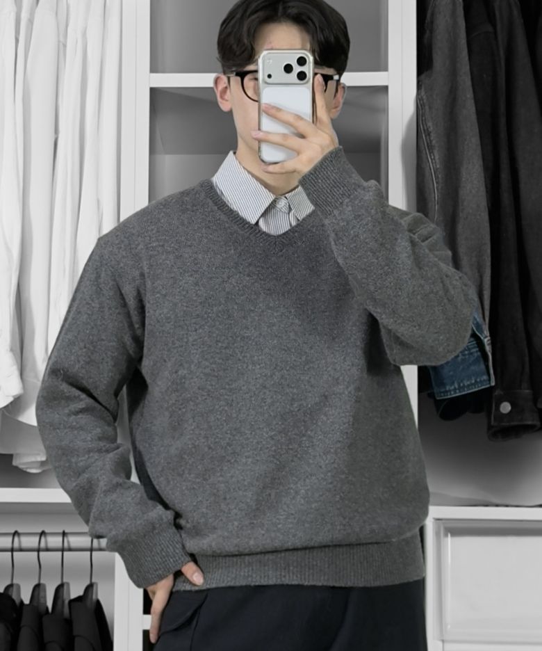 [젠플록스 착용] (UNISEX) 이지 캐시미어 브이넥 니트 ( 3 Color )