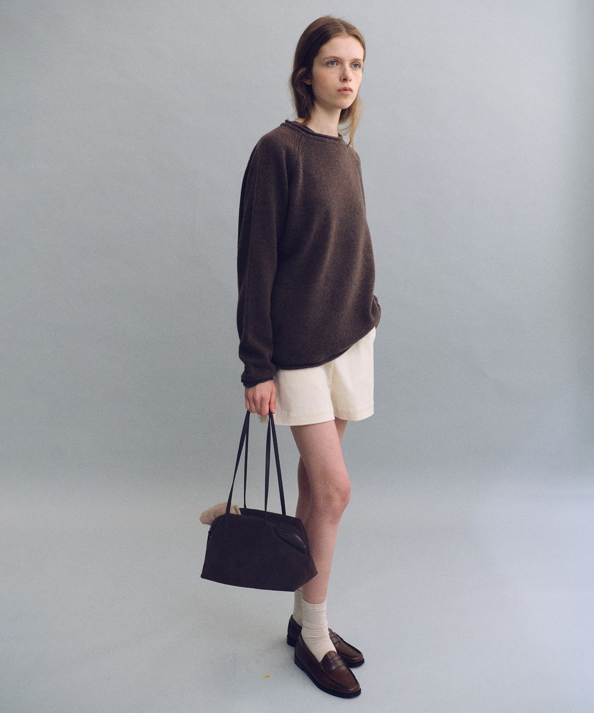 아우브아워(AUBOUR) bias herring knit (cocoa)