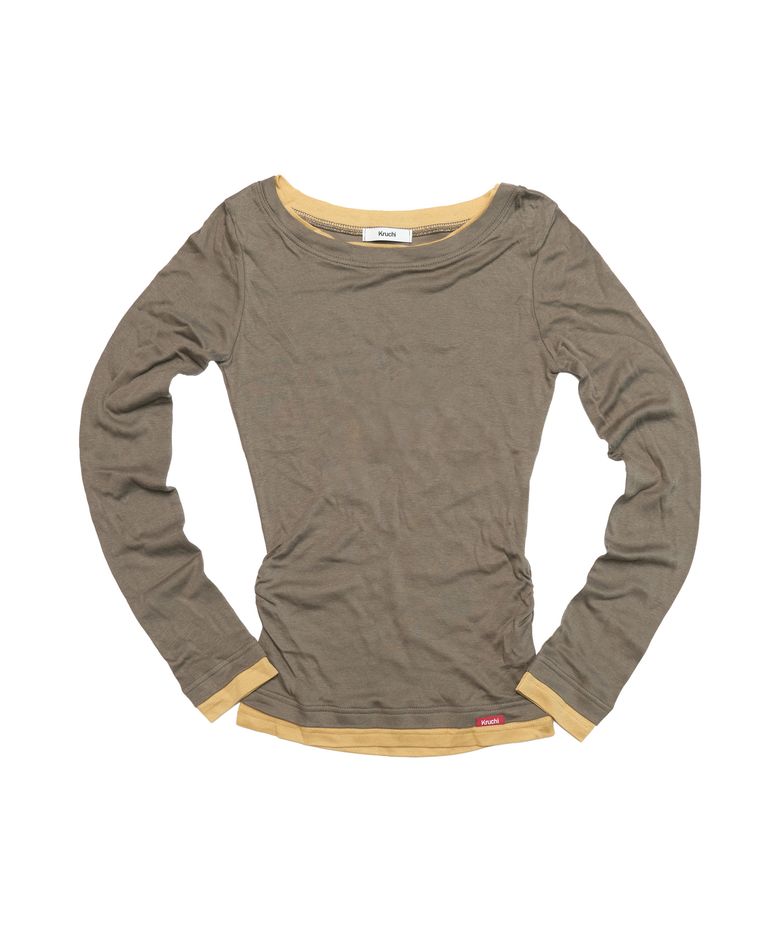 Shirring Layered Top (MOCHA) WOMENS