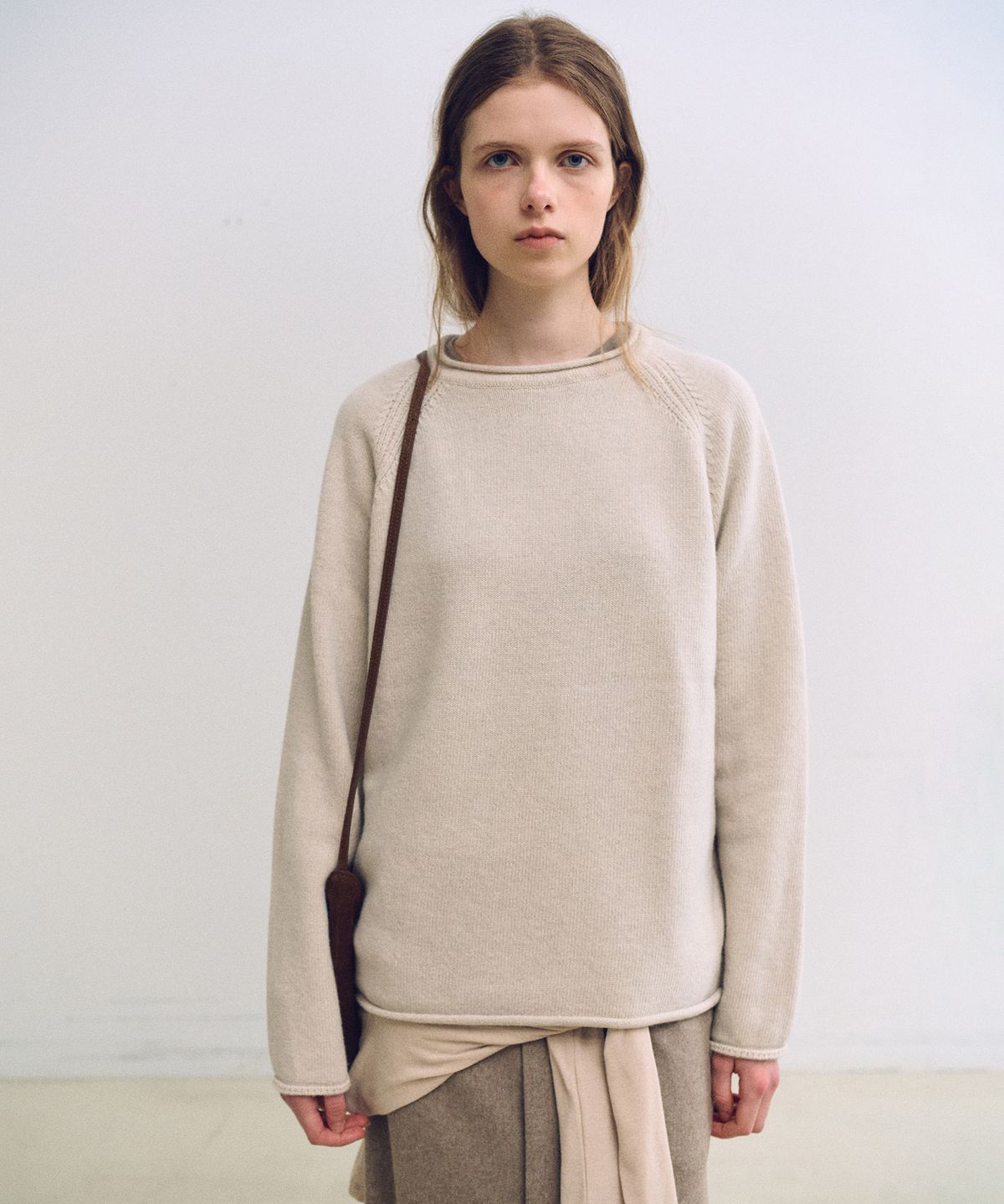 아우브아워(AUBOUR) bias herring knit (oatmeal)