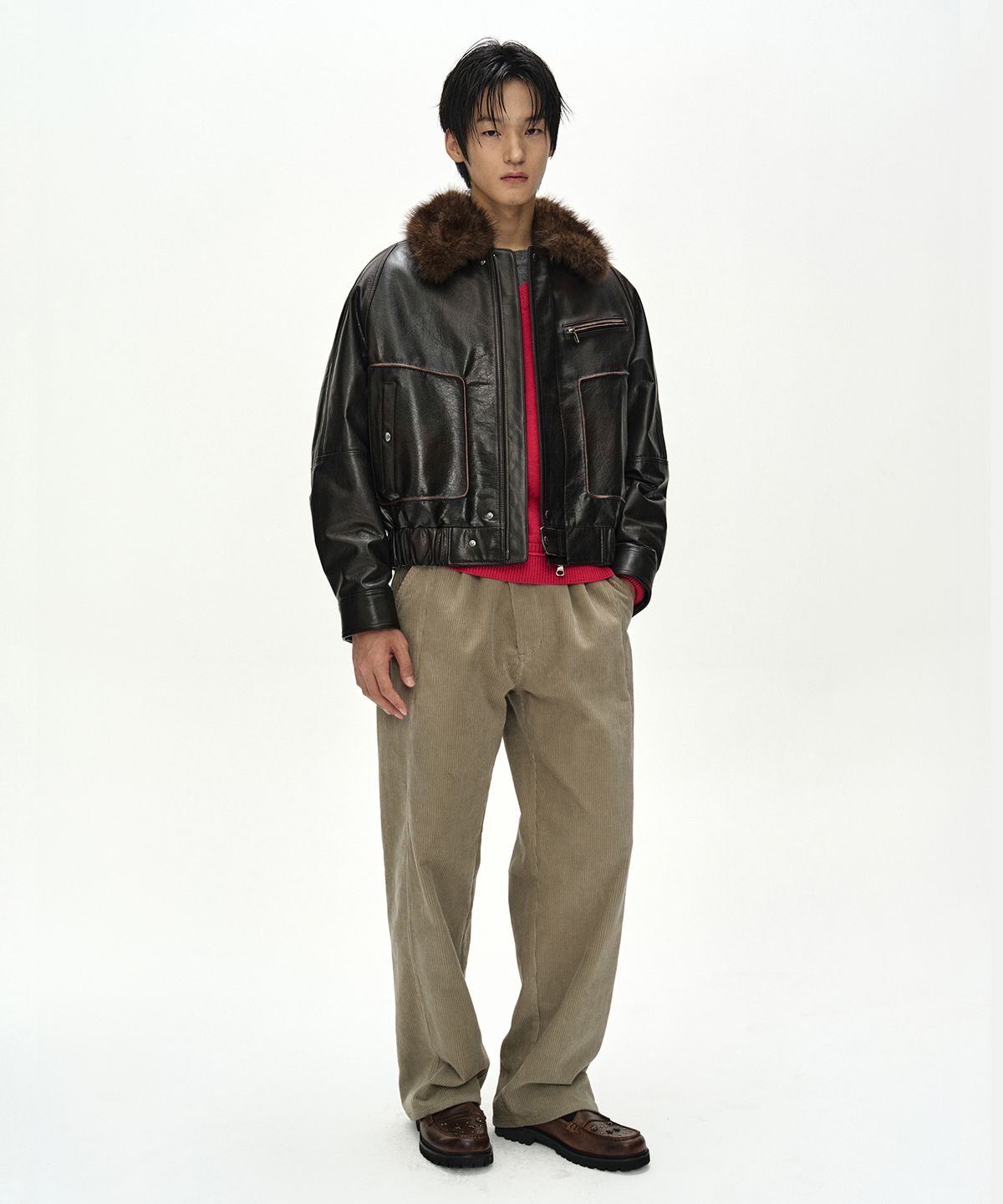 앤더슨벨(ADSB ANDERSSON BELL) BUFFALO LEATHER BOMBER JACKET (DARK BROWN)